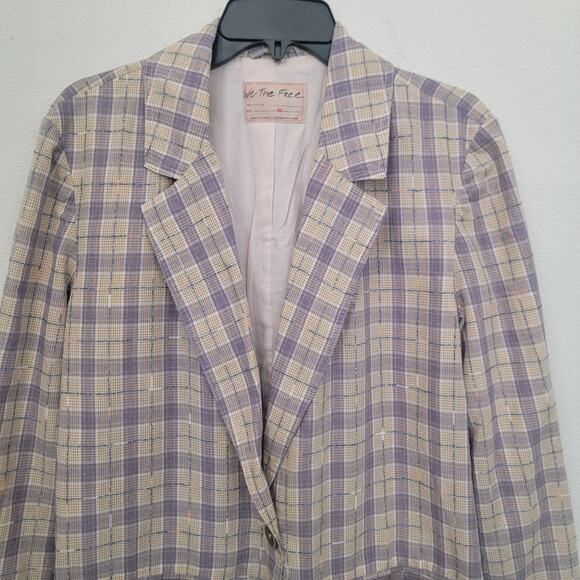 We the Free People Plaid Beckett Boyfriend Blazer Sz XS Light Academia Preppy - Picture 12 of 16